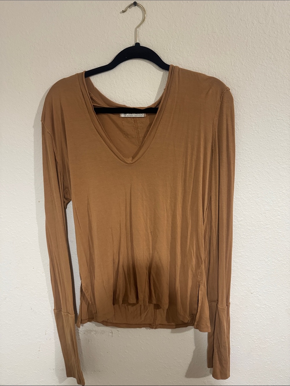 We The Free Long Sleeve V-Neck Top - Camel